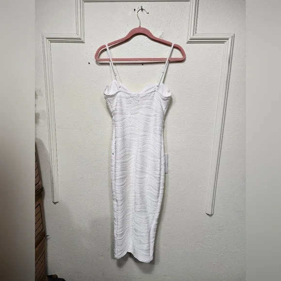 Lulus Undeniable Icon White Textured Bustier Bodycon Midi Dress S Wedding Party - Picture 8 of 10